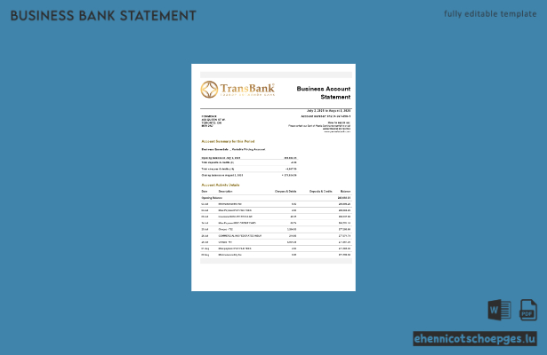Transbank Firmenkontoauszug (Word und PDF) – 1 Beispielvorschau